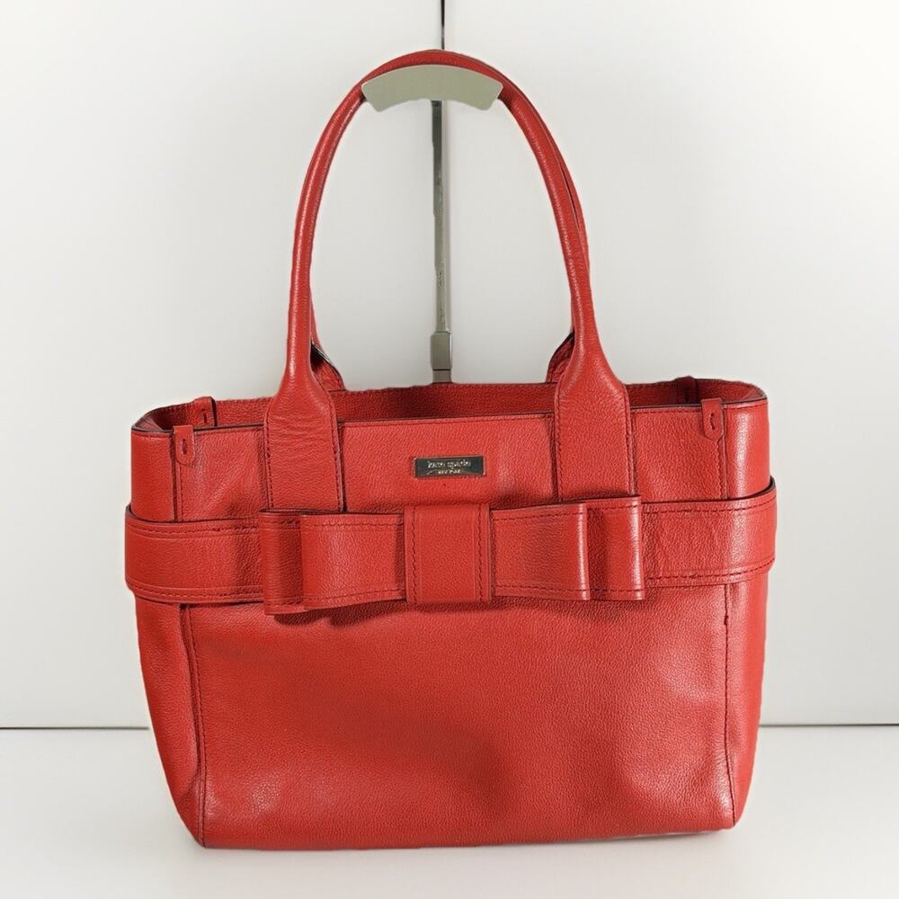 Kate Spade New York Red Bow Accent Bag Zip Closure Inner Pockets